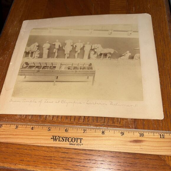 Vintage Temple of Zeus Eastern Pediment at Olympia Mounted Greek Sculpture Photo - Picture 1 of 2